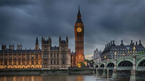 Houses Of Parliament On A Cloudy Evening In London 1920×1080 Gogambar
