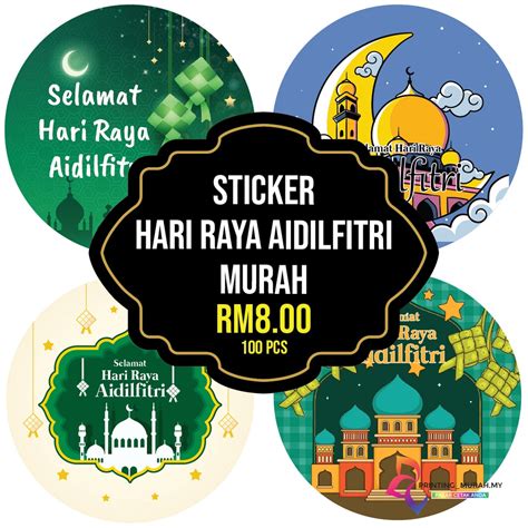 Sticker Hari Raya Aidilfitri Murah 2022 Sticker Kuih Raya 100 Pcs