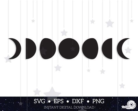 Moon Phases Vector Set Instant Digital Download Svg Etsy Moon