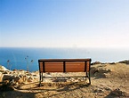 Bench at the edge stock image. Image of sunlight, dramatic - 94771963
