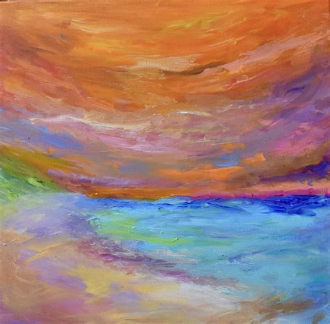Sunset At The Lodge Is An Original Acrylic Painting Depicting A