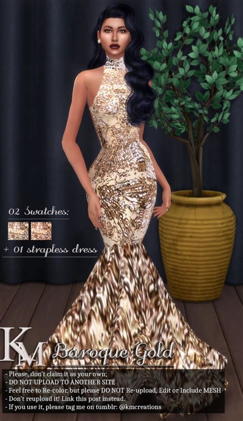 Baroque Gold Dress By Katarina At Km Sims 4 Updates