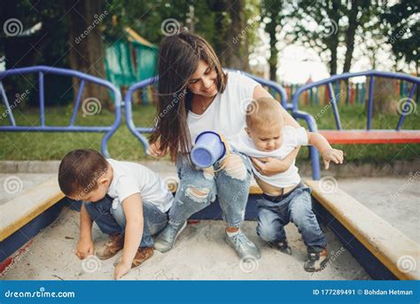Mother With Little Child On A Playground Stock Image Image Of