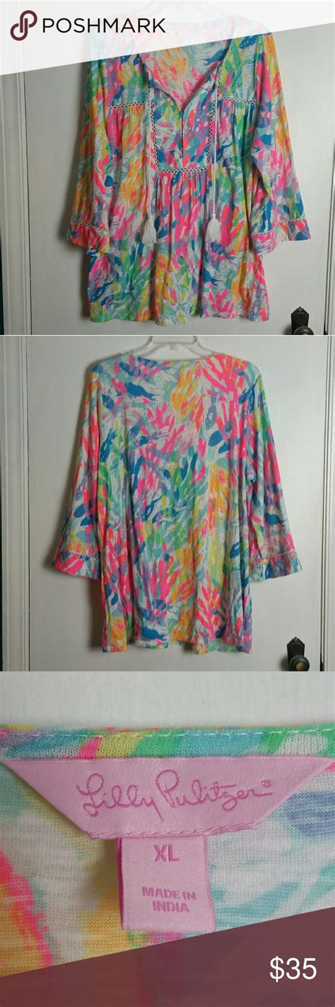 Lilly Pulitzer Tilda Tunic Sparkling Sands Xl Pre Owned Excellent
