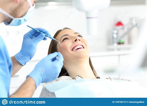 Woman With Perfect Smile In A Dentist Office Stock Image Image Of