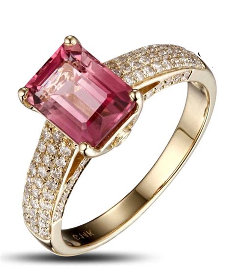 2 Carat Pink Sapphire And Diamond Halo Engagement Ring In Yellow Gold