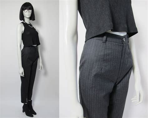 90s Striped Pegged Pants 90s High Waist Tapered Pants 90s Etsy