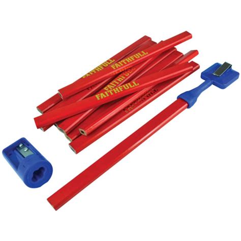 Faithfull Faicprkit Carpenters Pencil Kit Red Medium Pack 12 From