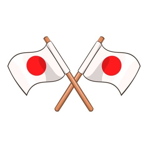 Bandeiras Cruzadas Do Estilo De Desenho Animado Do ícone De Japão Png