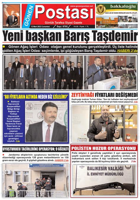 12 Mart 2022 tarihli Gönen Postası Gazete Manşetleri