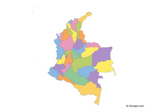 Multicolor Map Of Colombia With Departments Free Vector Maps