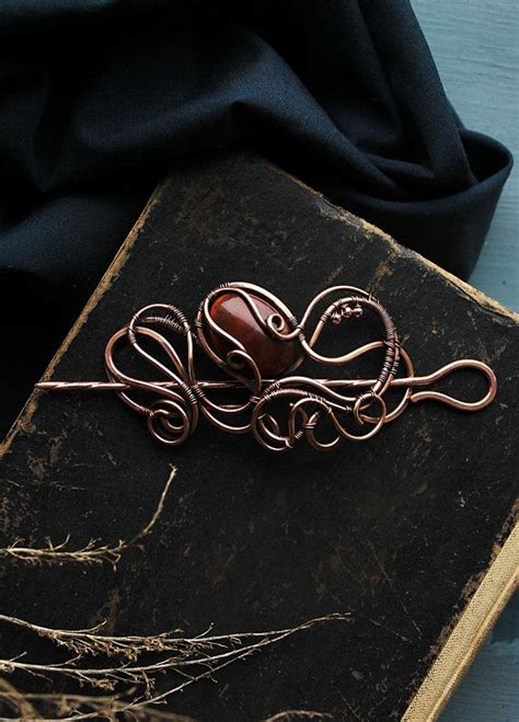 Octopus Copper Hair Pin Wire Wrapped Hair Accessories Etsy Copper