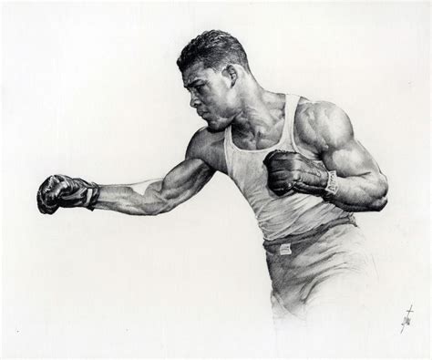 Joe Lewis Pencil Illustration By Bruce Stark Sports Art