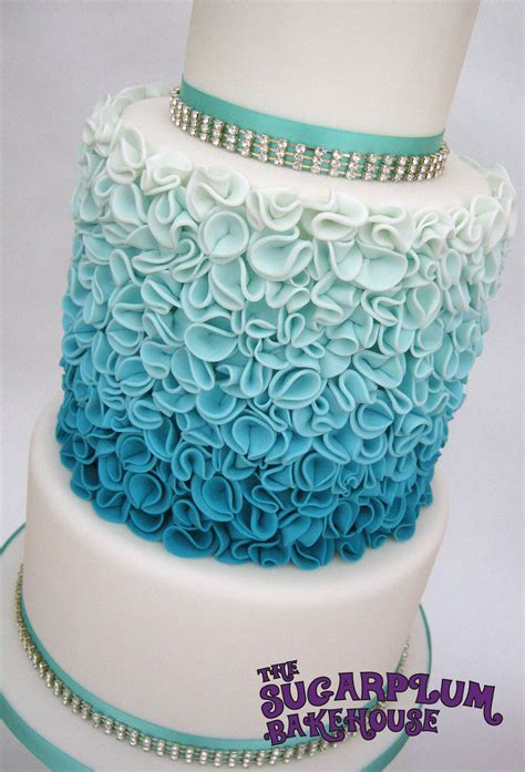 In this tutorial i show you how i made the ombre colours and how i ruffle fondant strips… enjoy! Turquoise Ombre Ruffle Wedding Style Cake - CakeCentral.com