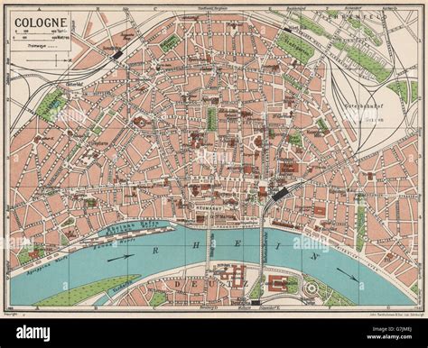 Cologne Vintage Town City Map Plan Germany 1933 Stock Photo Alamy