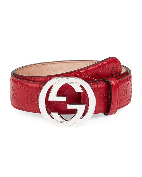 Gucci Interlocking G Buckle Leather Belt Red Gucci Belt Designer