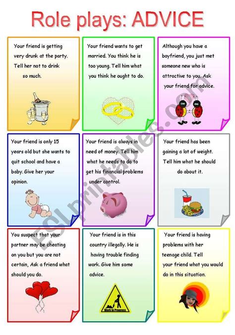 Role Plays Advice Esl Worksheet By Nn English Teaching Resources