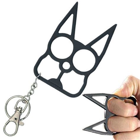 Cat Self Defense Knuckle Key Chain Black