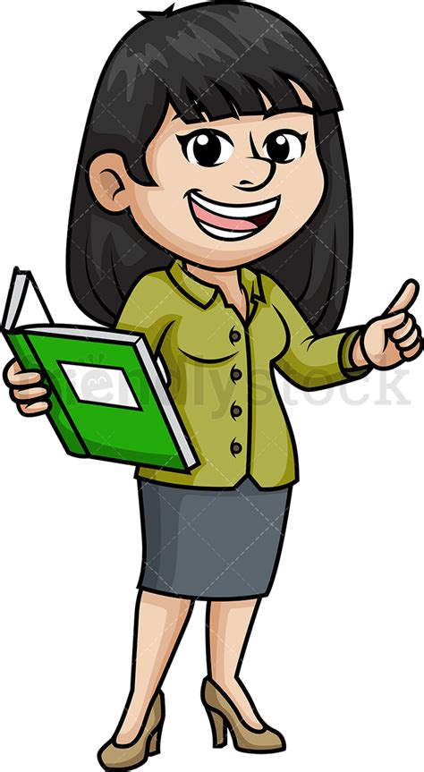 Female Asian Teacher Cartoon Clipart Vector Friendlystock