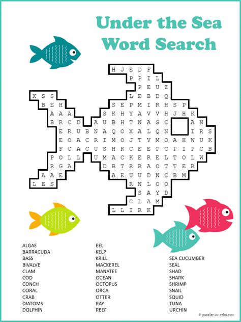 Free Printable Ocean Word Search Ocean Words Sea Activities Under