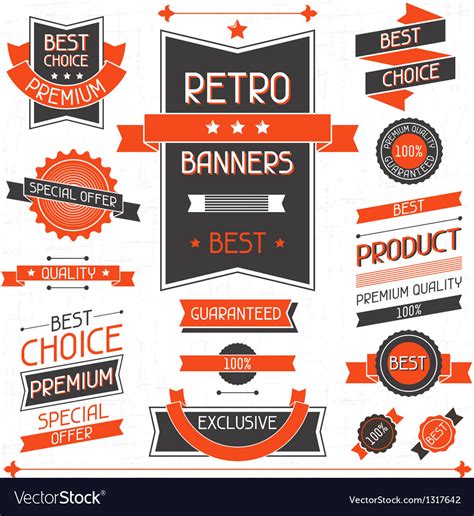 Retro Banners Set Labels And Stickers Royalty Free Vector