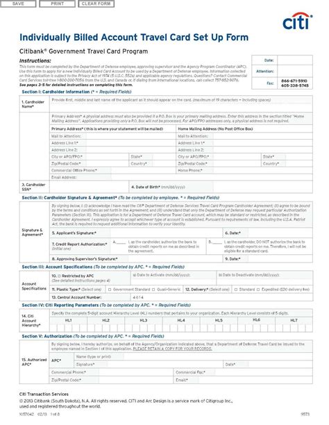 Citibank® government travel card (individually billed account) setup form note: Government Travel Card Application Citibank - 2020 2021 ...