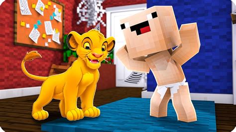 El BebÉ Noob Conoce A Simba En Minecraft Mindovermetal English