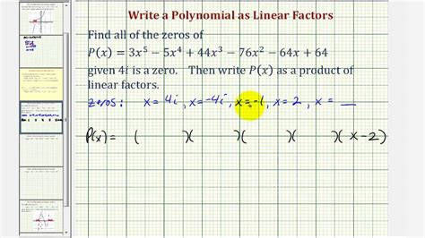 Ex 3 Write A Degree 5 Polynomial Function As A Product Of Linear