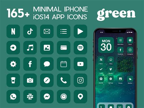 Ios Green App Icons 165 Dark Green Minimal Ios 14 Modern Icon Pack