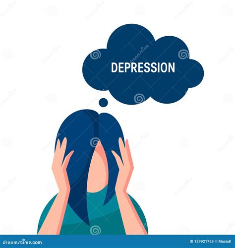 Depression Vector Concept In Simple Flat Style Stock Vector