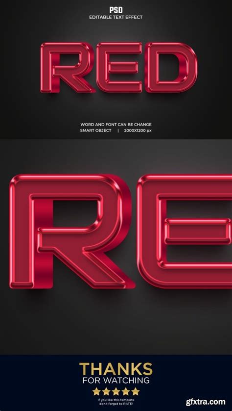 Graphicriver Red 3d Editable Text Effect Psd With Background 36351309