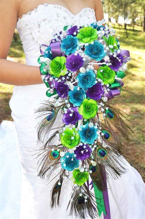 beautiful peacock wedding bouquet bridal bouquet wedding flowers