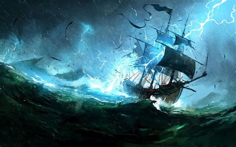 Ocean Storm Ship Wallpaper
