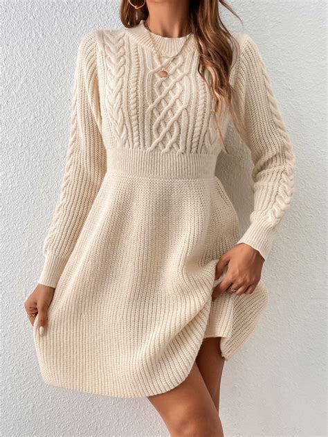 Beige Casual Collar Long Sleeve Worsted Plain Embellished Slight Stretch Women Knitwear Hand