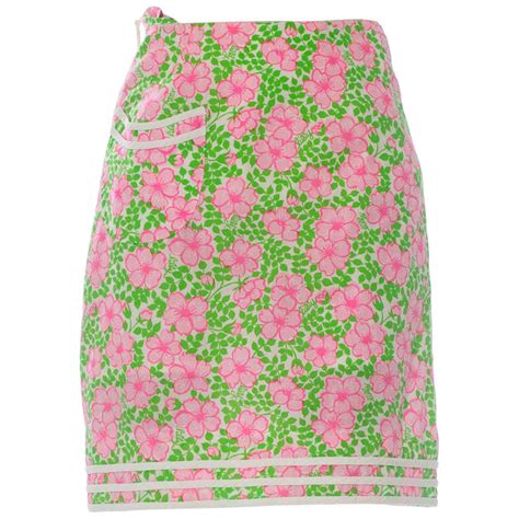 1960s Lilly Pulitzer Pink And Green Cotton Floral Mini Skirt At 1stdibs