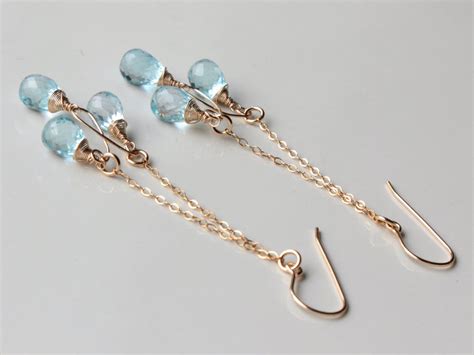Blue Topaz Chandelier Earrings 14kt Gold Filled Wire Wrapped Etsy Canada