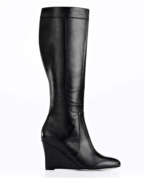 Lyst Ann Taylor Merrin Leather Wedge Boots In Black