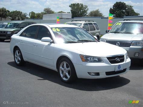 27 city/37 hwy/30 combined mpg. 2006 Powder White Pearl Hyundai Sonata LX V6 #8191001 ...
