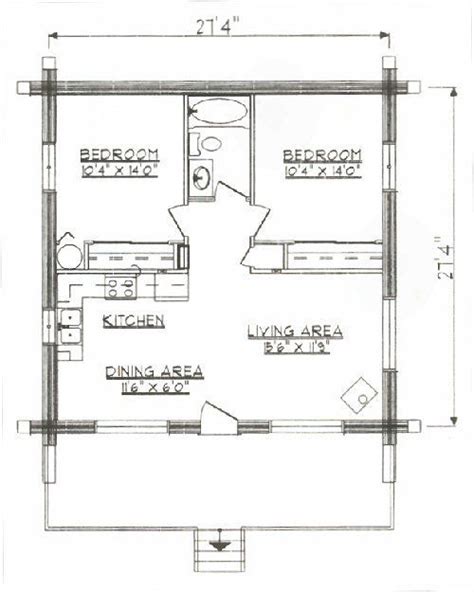 Log Home Floor Plan Under 1000 Square Feet Sq Ft Small House Plans