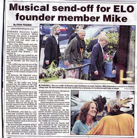 3rd Sept 2010 Mike Edwards A Founding Member Of Elo Was
