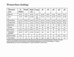 Women Sizes Chart Common Body Measurements From Xs To 5x Sewing