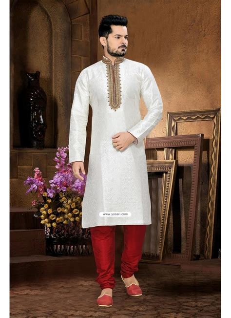 Buy White Ethnic Wear Punjabi Kurta Pajama In Silk Kurta Pajama