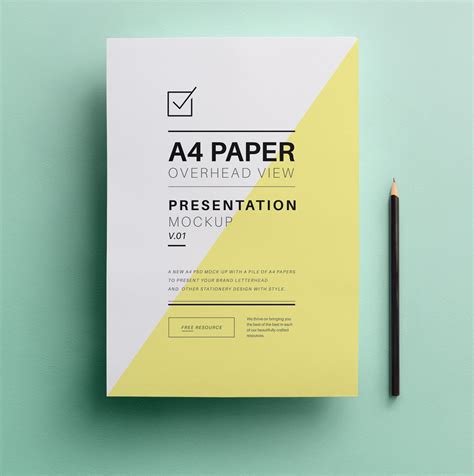 Free A4 Overhead Paper Mockup Psd Creativebooster