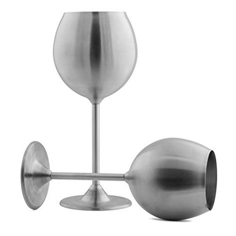 Modern Innovations Stainless Steel Stemmed Wine Glasses Set Of 2 12