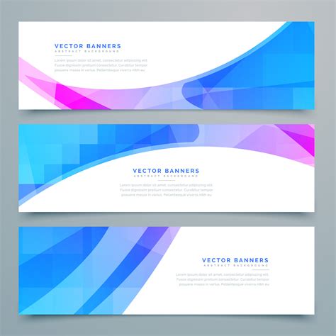 Abstract Wavy Banners And Headers Set Download Free Vector Art Stock