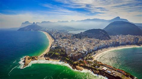 Copacabana Beach And Ipanema Beach Aerial View Rio De Janeiro Brazil