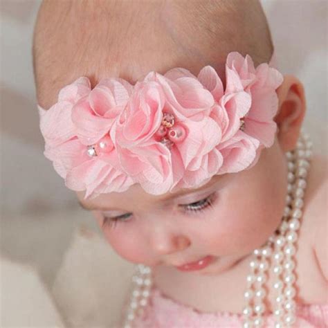 2016 Cute Baby Girl Elastic Headbands Chiffon Flower Hair Accessory For