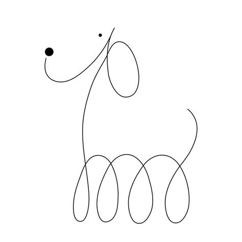 Minimalist Dogs Illustratred With Two Dots And One Line Doodle Art