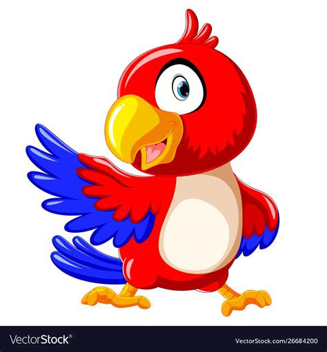 Cute Red Parrot Cartoon With Presentation Vector Image