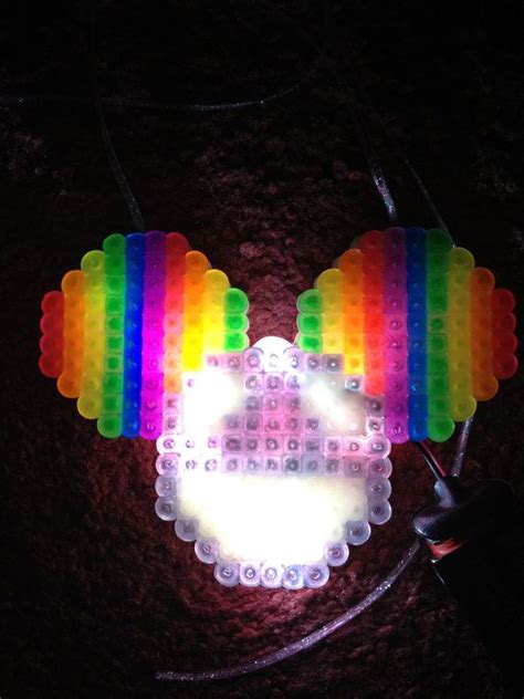 Light Up Led Necklace Toy Kandi Rainbow Deadmau5 Perler Etsy Diy